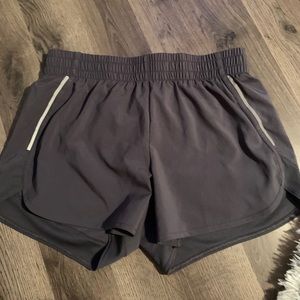 Gray active shorts.